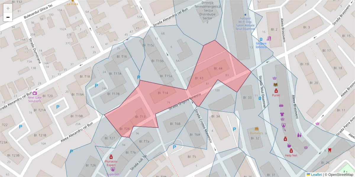 Hartă a codului poștal  și a codurilor poștale învecinate