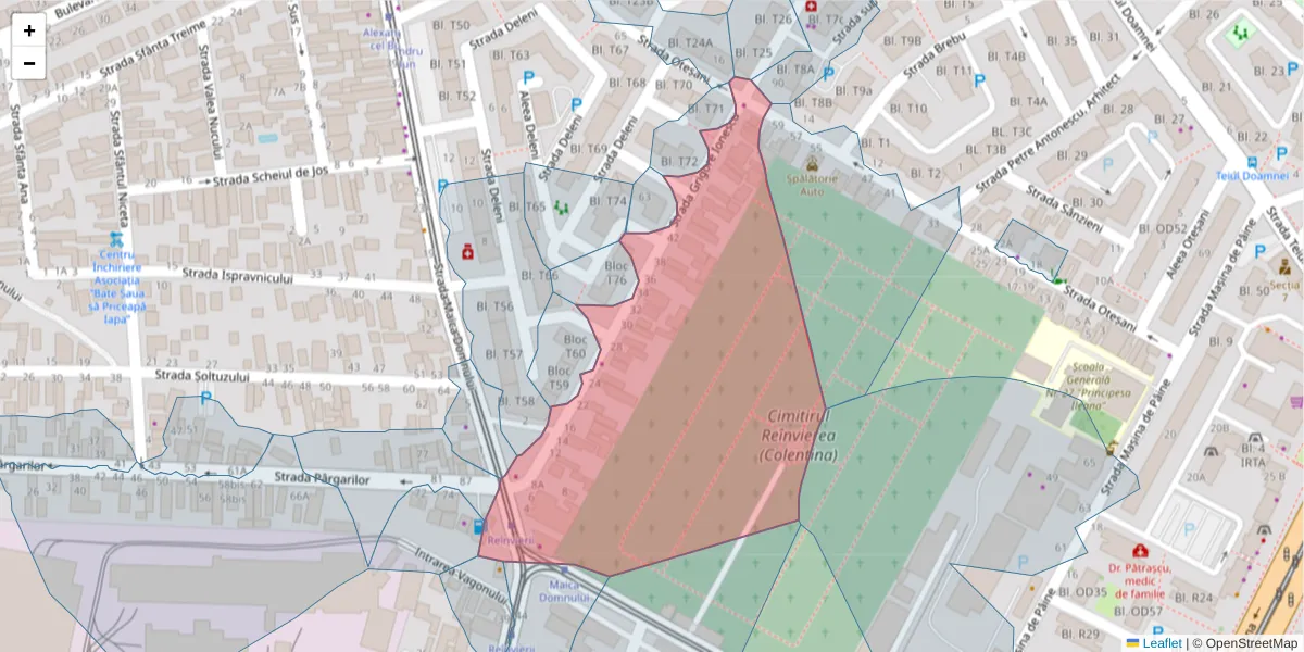 Hartă a codului poștal  și a codurilor poștale învecinate
