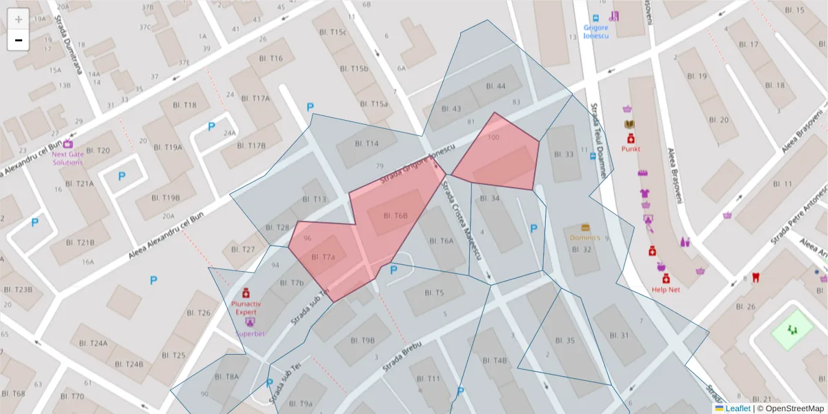 Hartă a codului poștal  și a codurilor poștale învecinate