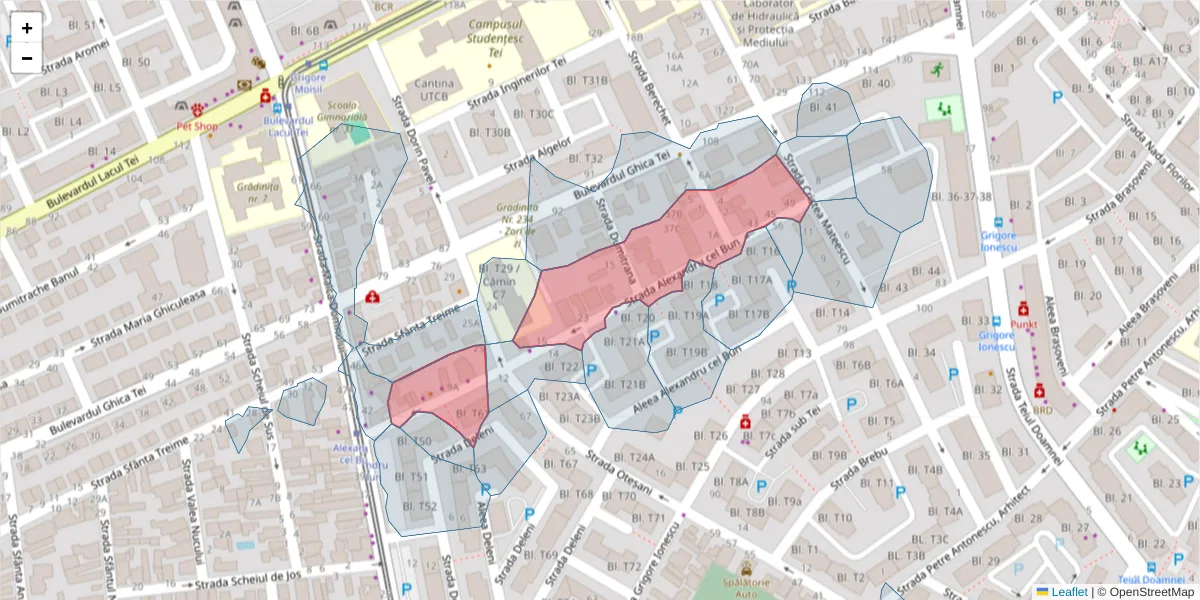 Hartă a codului poștal  și a codurilor poștale învecinate