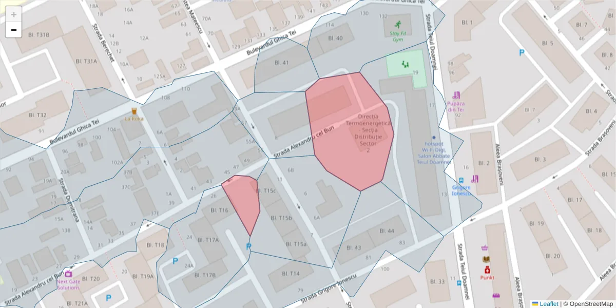 Hartă a codului poștal  și a codurilor poștale învecinate