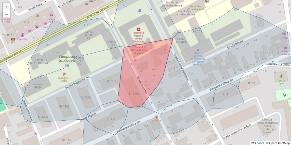 Hartă a codului poștal  și a codurilor poștale învecinate