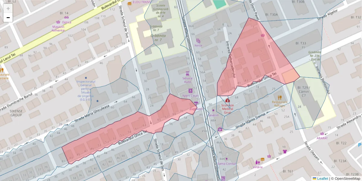 Hartă a codului poștal  și a codurilor poștale învecinate