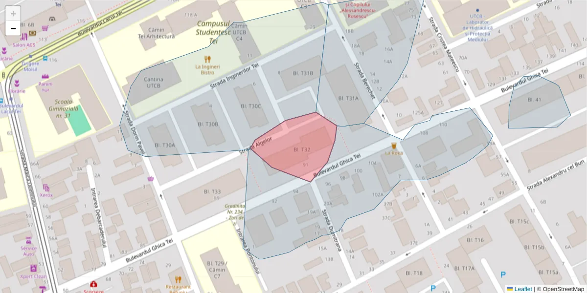 Hartă a codului poștal  și a codurilor poștale învecinate