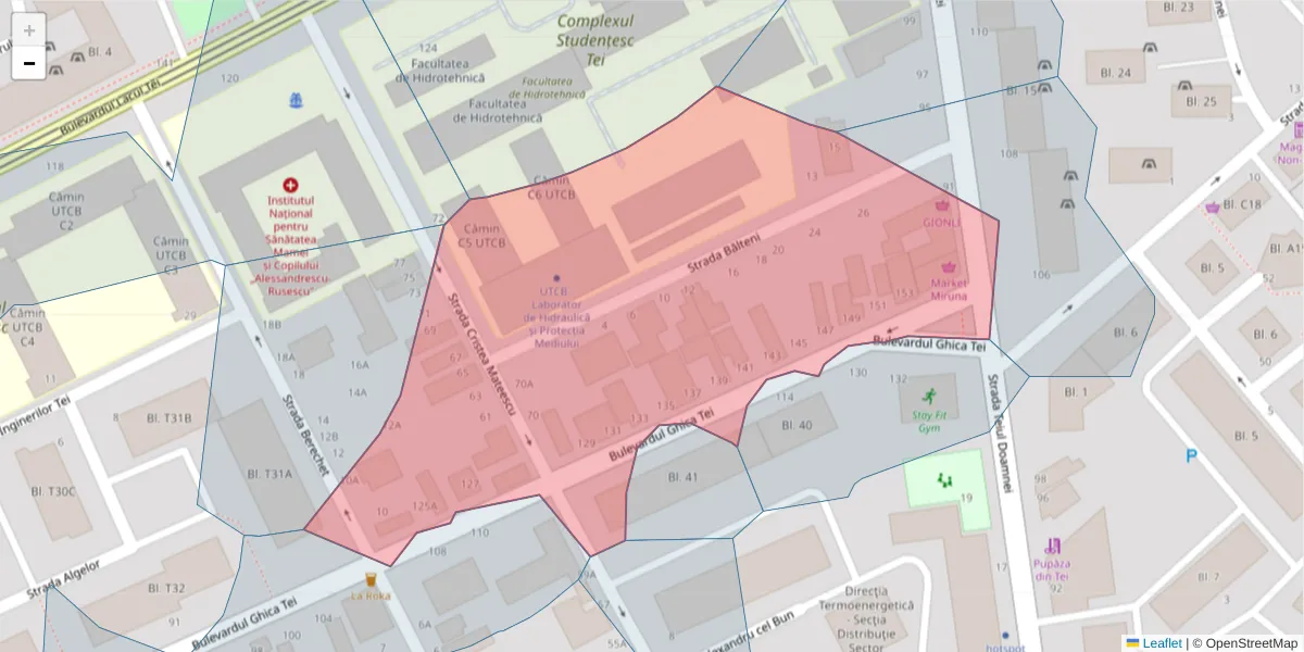 Hartă a codului poștal  și a codurilor poștale învecinate