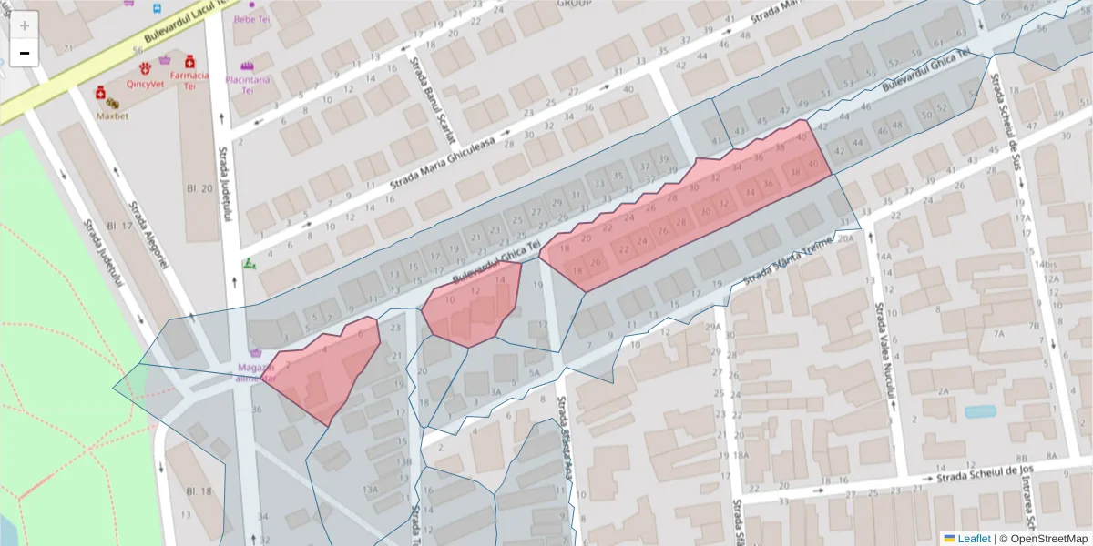 Hartă a codului poștal  și a codurilor poștale învecinate