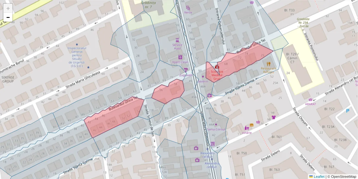 Hartă a codului poștal  și a codurilor poștale învecinate