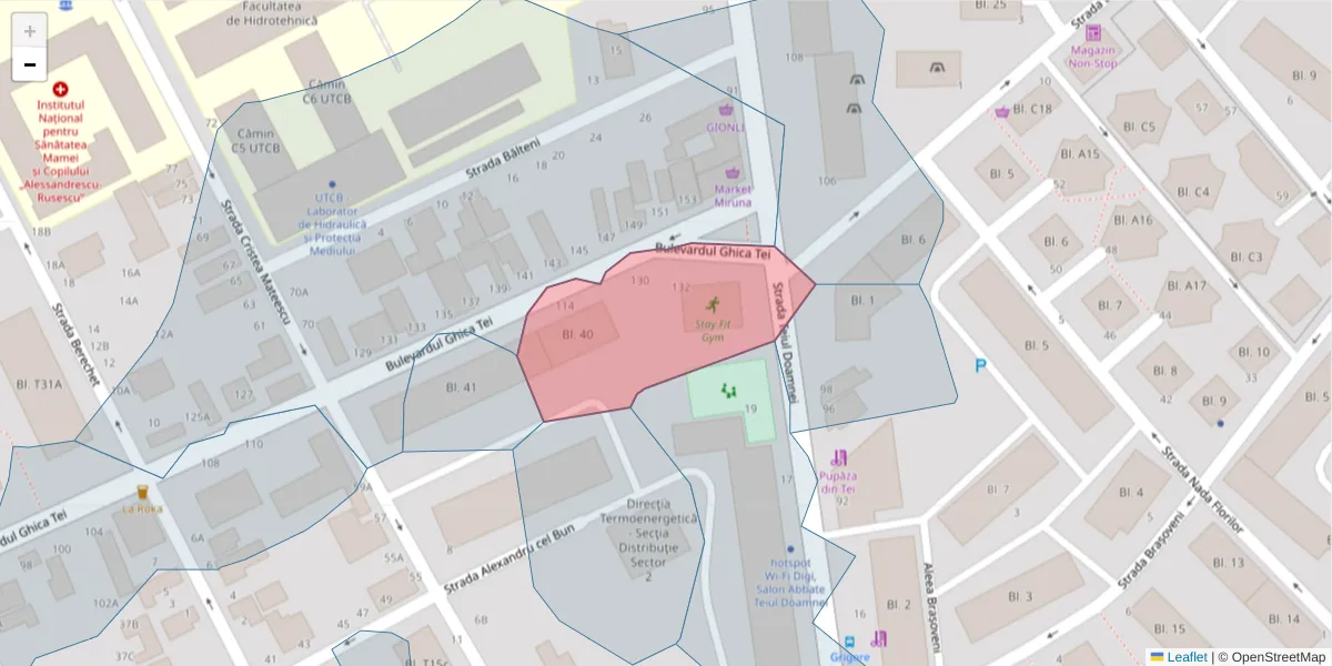 Hartă a codului poștal  și a codurilor poștale învecinate