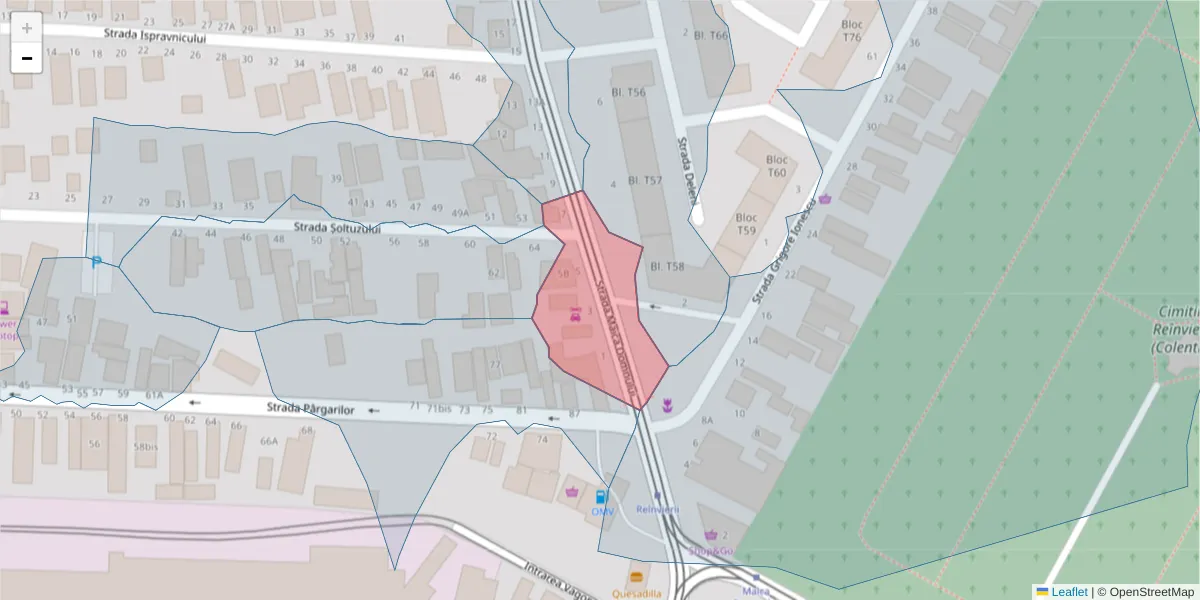 Hartă a codului poștal  și a codurilor poștale învecinate