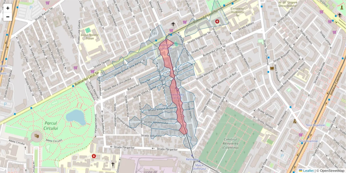 Hartă a codului poștal  și a codurilor poștale învecinate