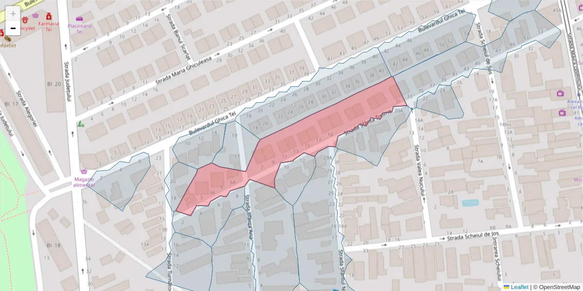 Hartă a codului poștal  și a codurilor poștale învecinate