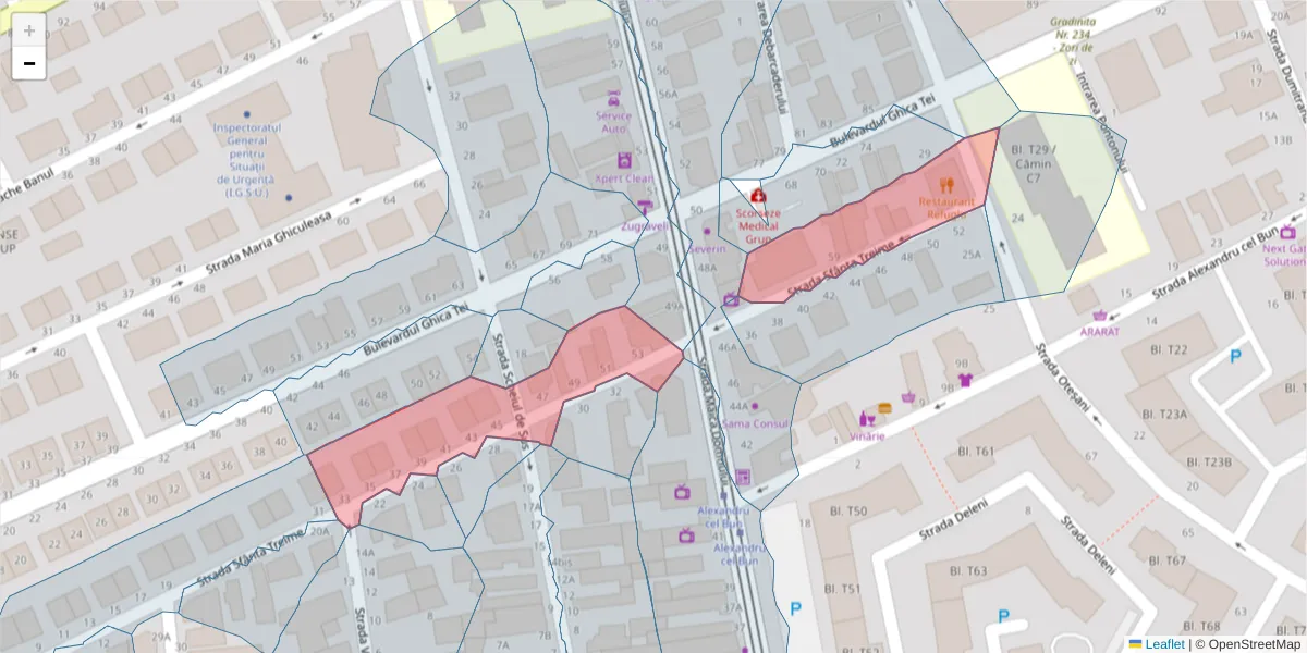Hartă a codului poștal  și a codurilor poștale învecinate
