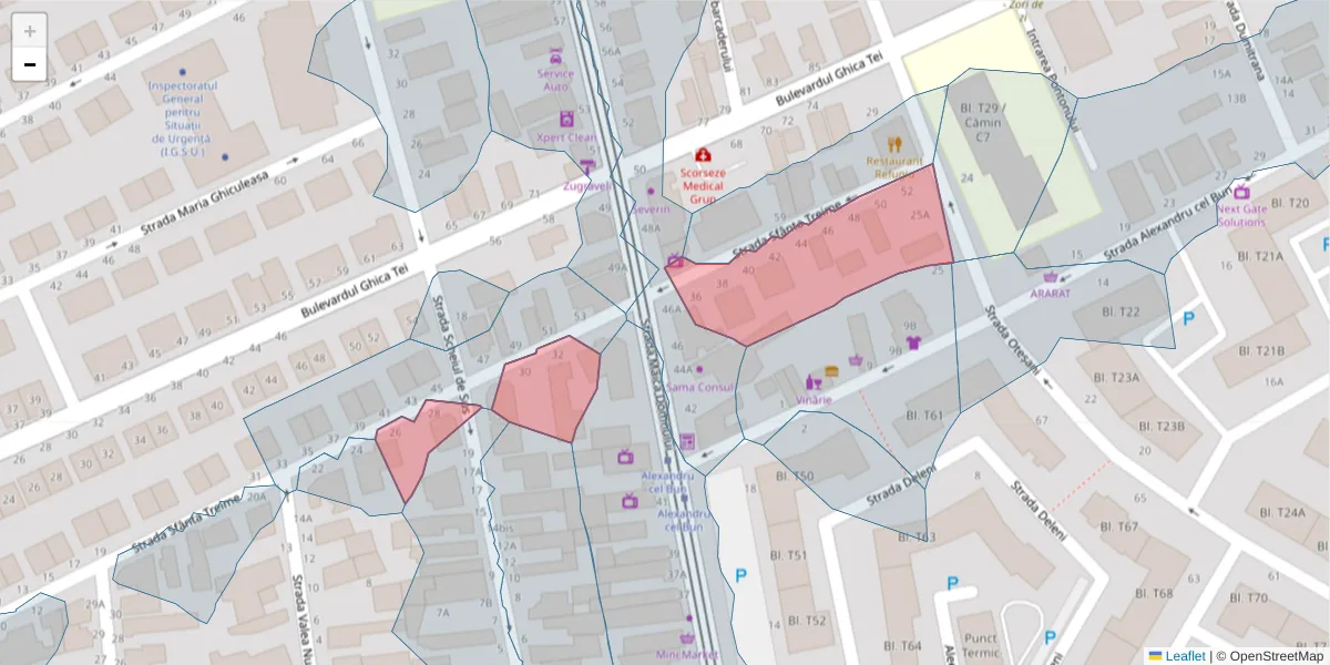 Hartă a codului poștal  și a codurilor poștale învecinate