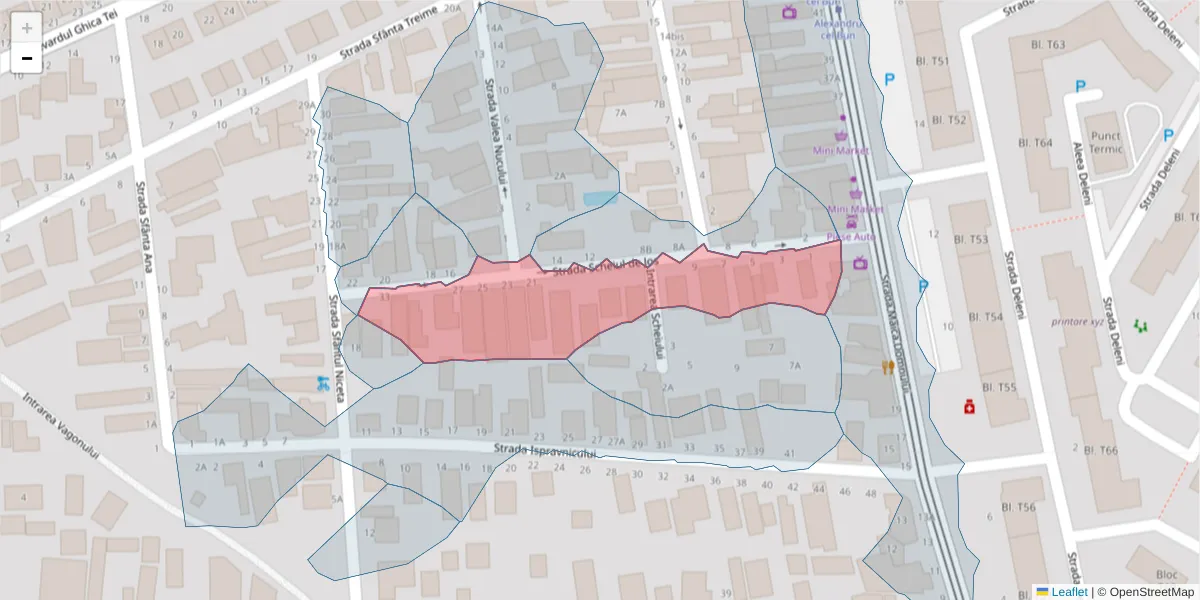 Hartă a codului poștal  și a codurilor poștale învecinate
