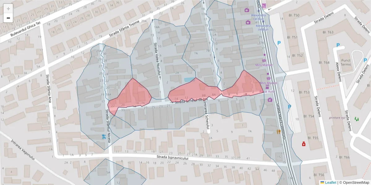 Hartă a codului poștal  și a codurilor poștale învecinate