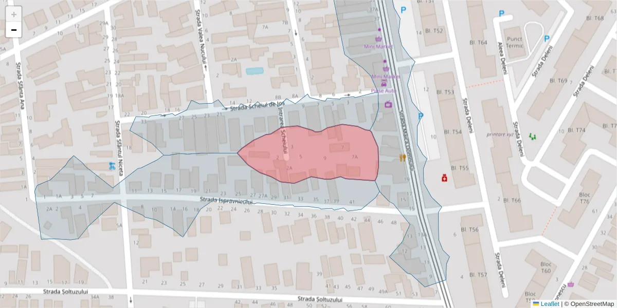 Hartă a codului poștal  și a codurilor poștale învecinate