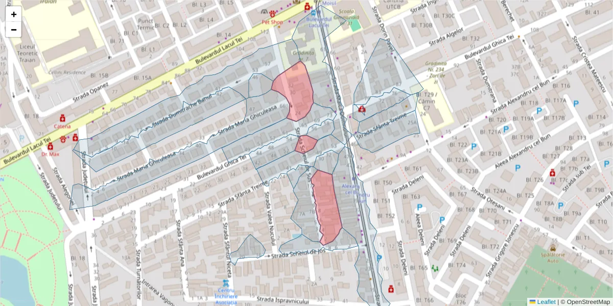 Hartă a codului poștal  și a codurilor poștale învecinate