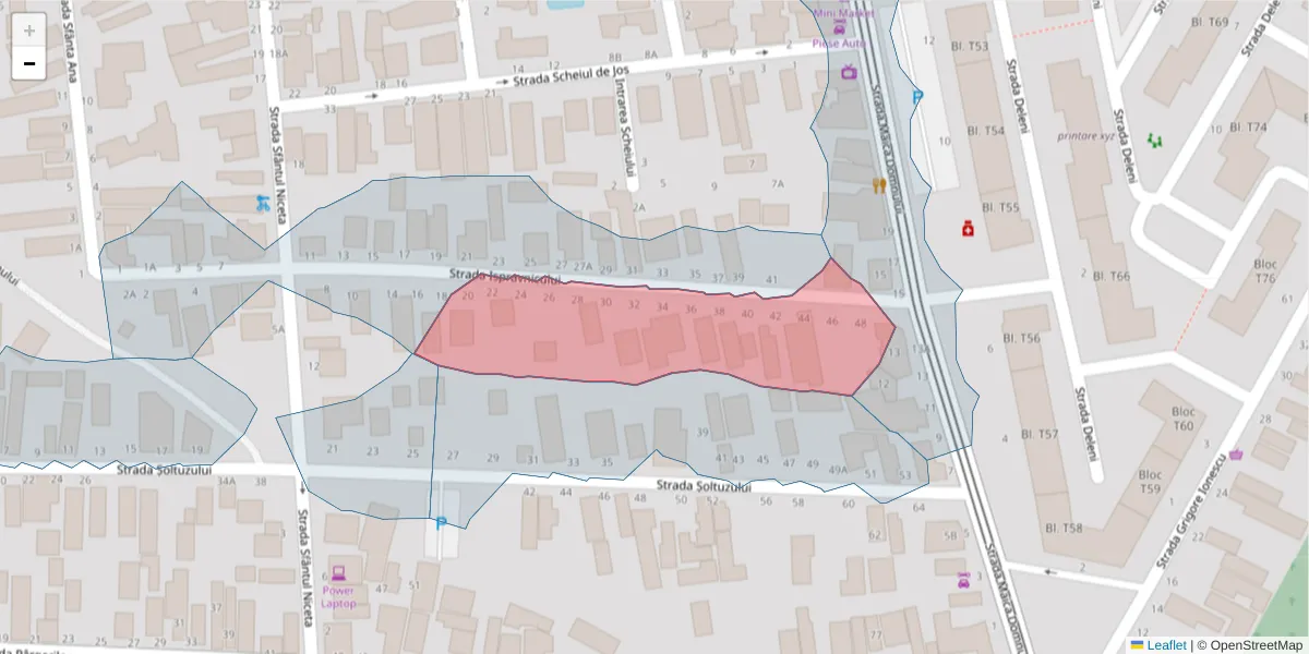 Hartă a codului poștal  și a codurilor poștale învecinate