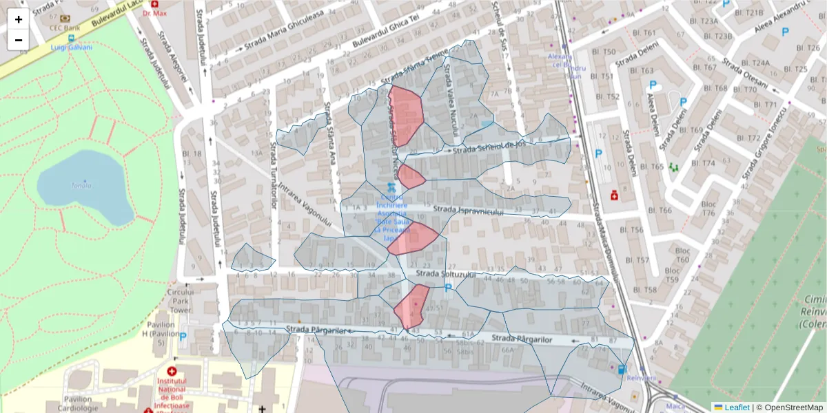 Hartă a codului poștal  și a codurilor poștale învecinate