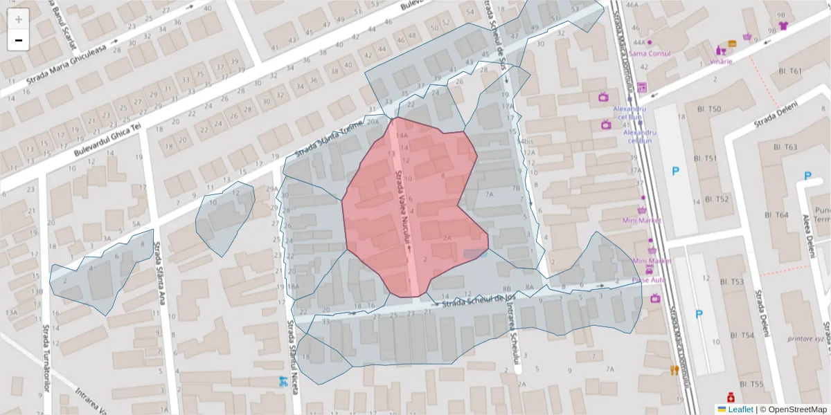 Hartă a codului poștal  și a codurilor poștale învecinate