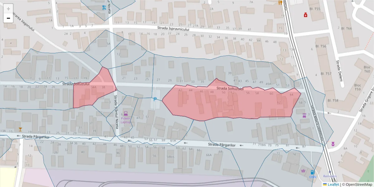 Hartă a codului poștal  și a codurilor poștale învecinate