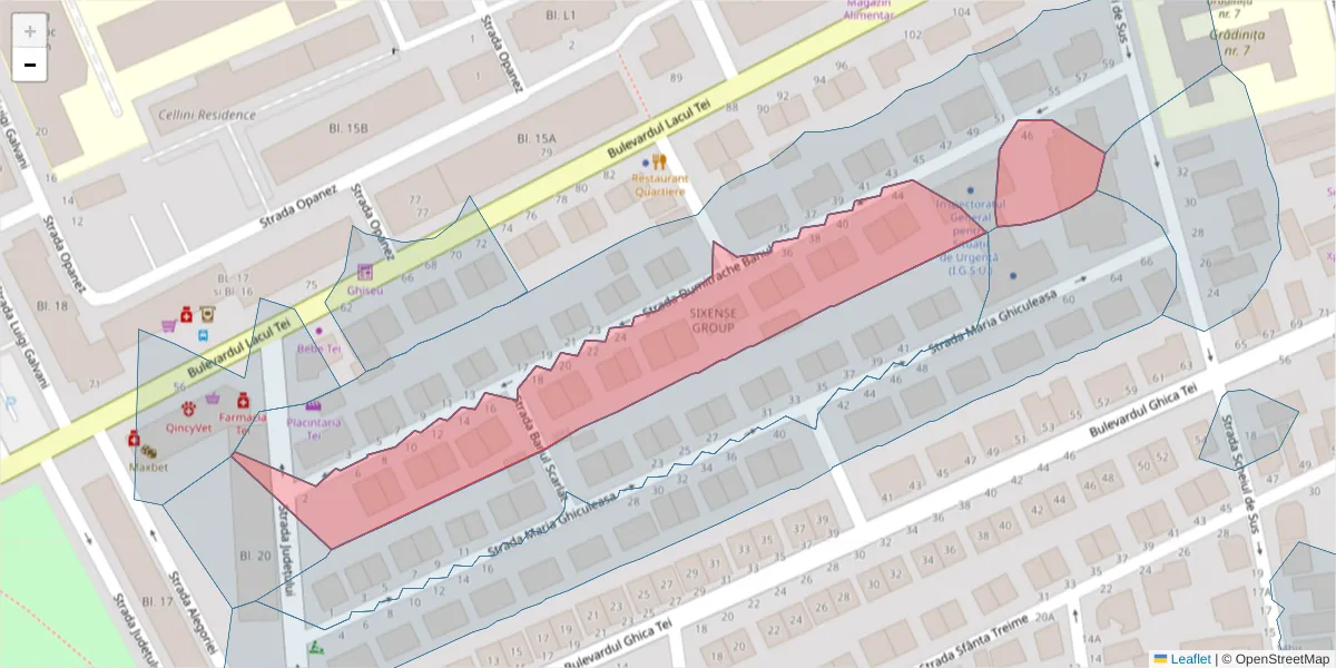 Hartă a codului poștal  și a codurilor poștale învecinate