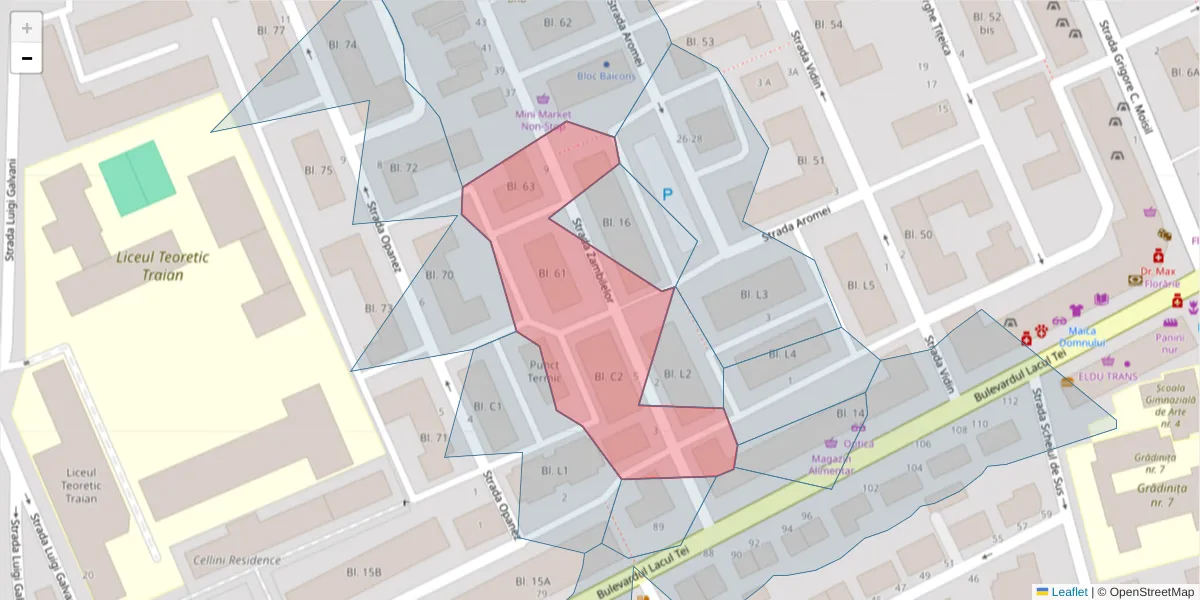 Hartă a codului poștal  și a codurilor poștale învecinate