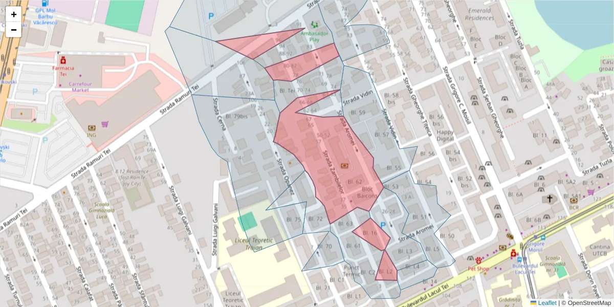 Hartă a codului poștal  și a codurilor poștale învecinate