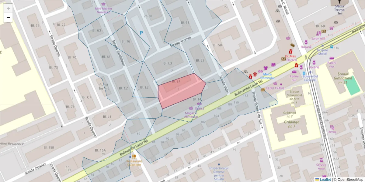 Hartă a codului poștal  și a codurilor poștale învecinate