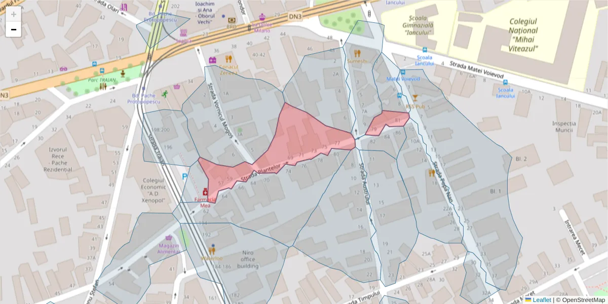 Hartă a codului poștal  și a codurilor poștale învecinate