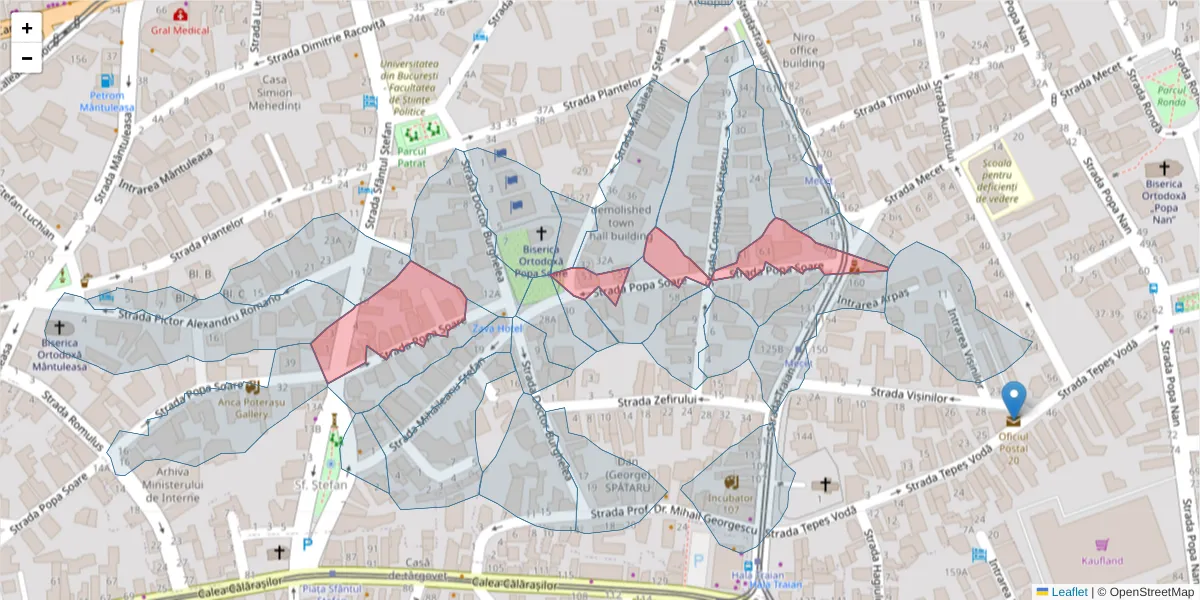 Hartă a codului poștal  și a codurilor poștale învecinate