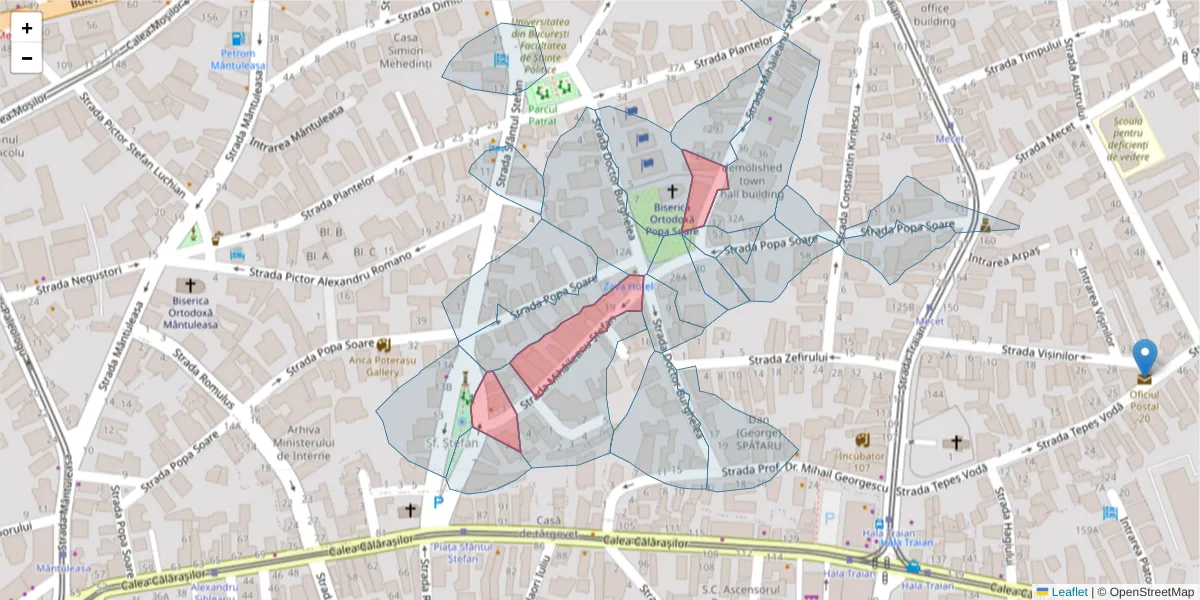 Hartă a codului poștal  și a codurilor poștale învecinate