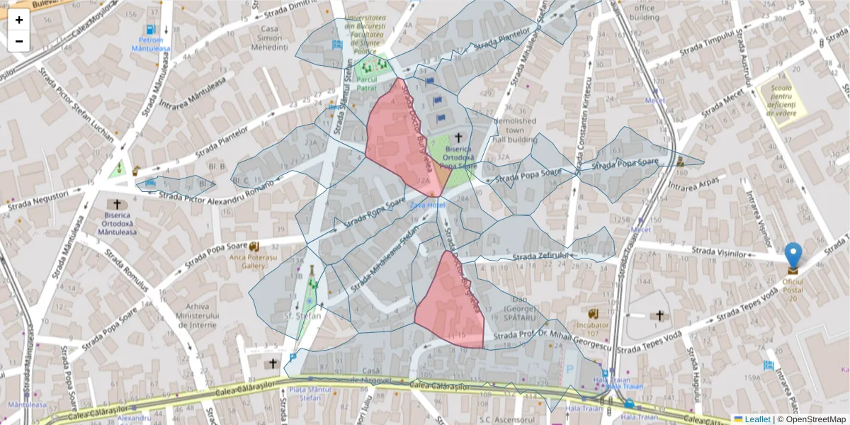 Hartă a codului poștal  și a codurilor poștale învecinate