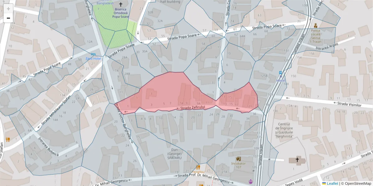 Hartă a codului poștal  și a codurilor poștale învecinate
