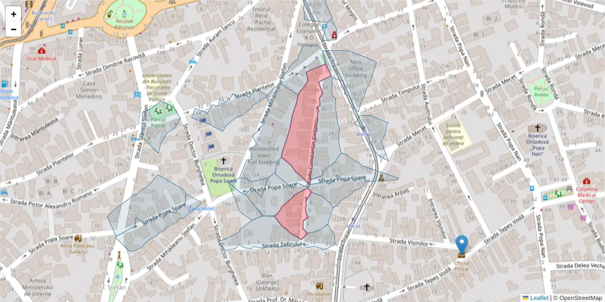 Hartă a codului poștal  și a codurilor poștale învecinate