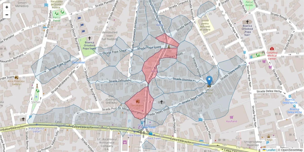 Hartă a codului poștal  și a codurilor poștale învecinate