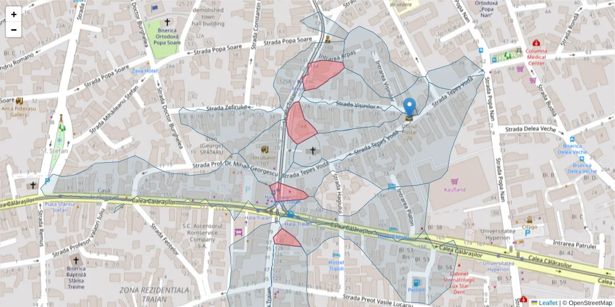 Hartă a codului poștal  și a codurilor poștale învecinate