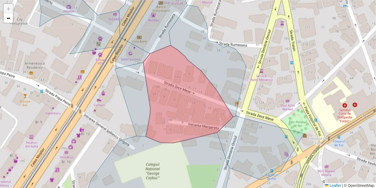 Hartă a codului poștal  și a codurilor poștale învecinate