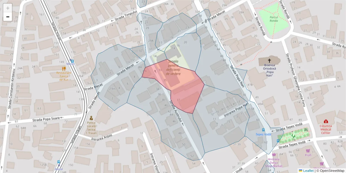 Hartă a codului poștal  și a codurilor poștale învecinate