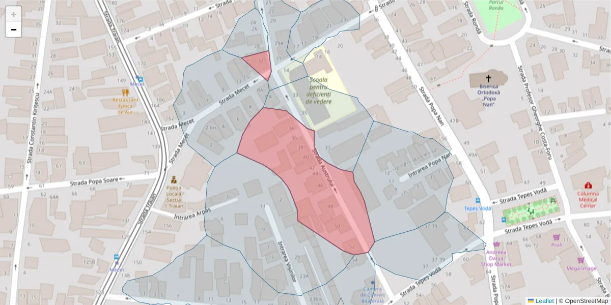 Hartă a codului poștal  și a codurilor poștale învecinate