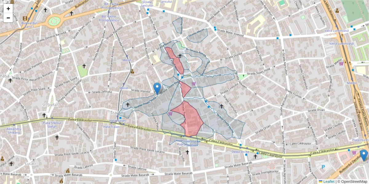 Hartă a codului poștal  și a codurilor poștale învecinate