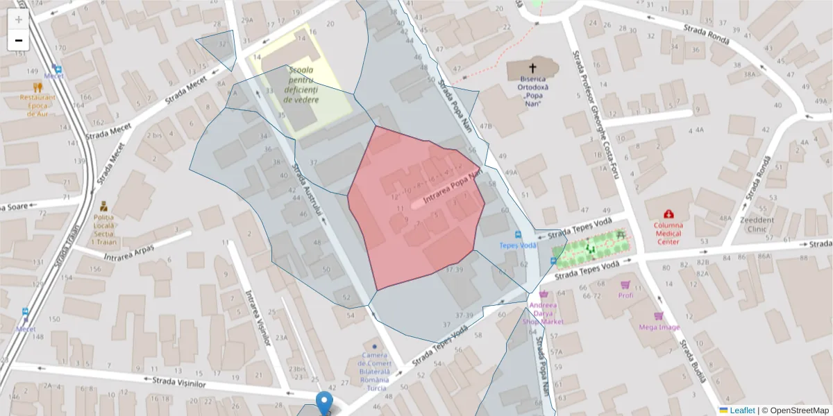 Hartă a codului poștal  și a codurilor poștale învecinate