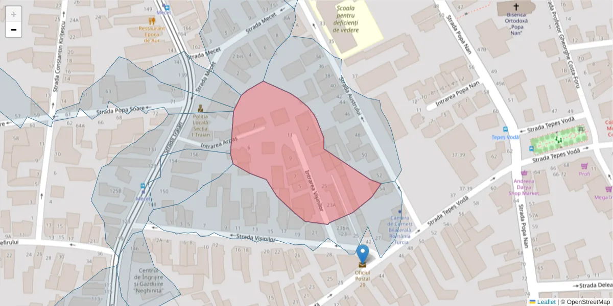 Hartă a codului poștal  și a codurilor poștale învecinate