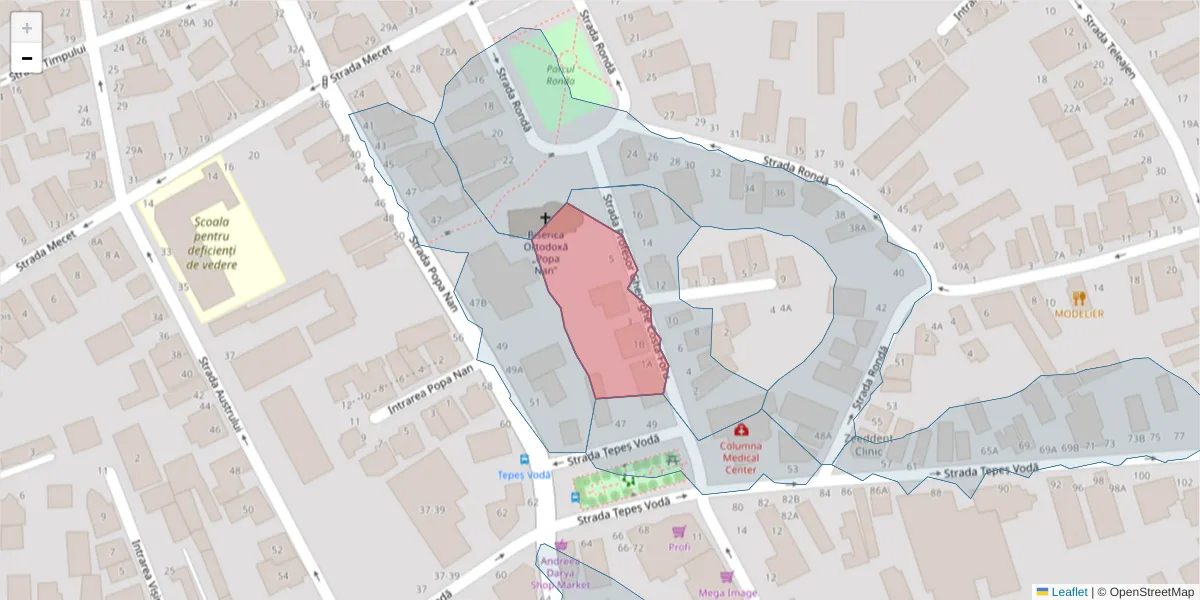 Hartă a codului poștal  și a codurilor poștale învecinate