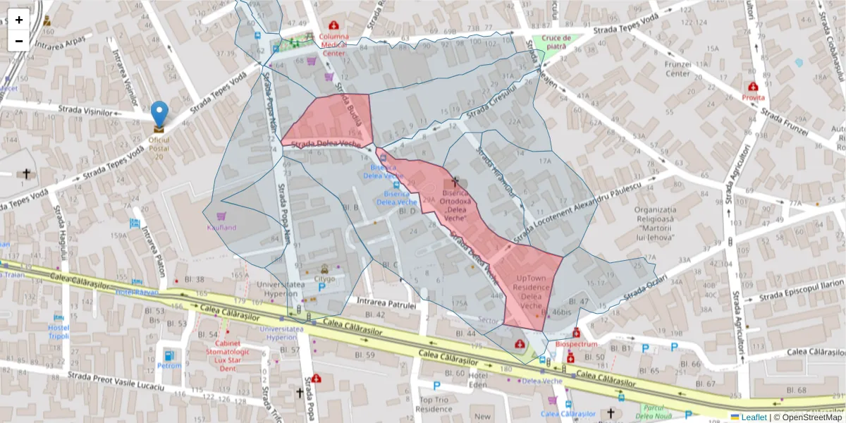 Hartă a codului poștal  și a codurilor poștale învecinate
