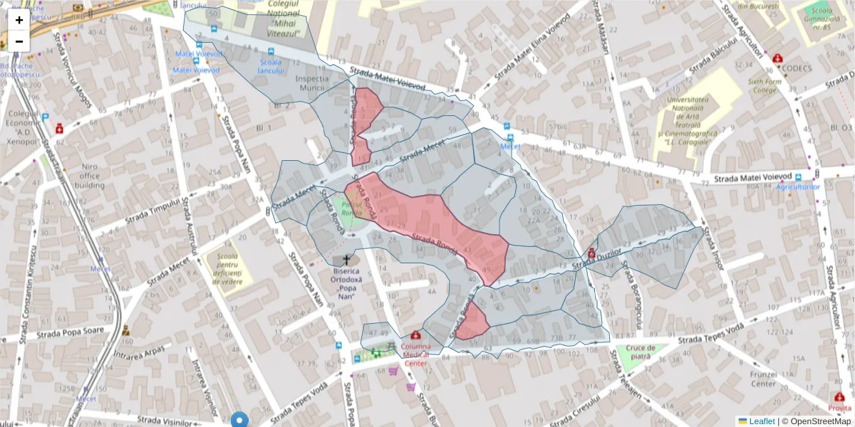 Hartă a codului poștal  și a codurilor poștale învecinate