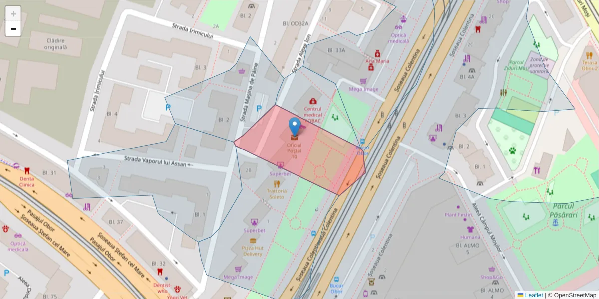 Hartă a codului poștal  și a codurilor poștale învecinate