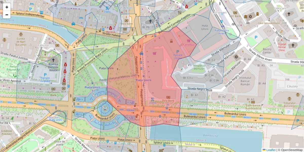 Hartă a codului poștal  și a codurilor poștale învecinate