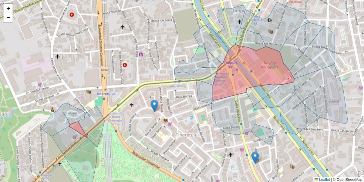 Hartă a codului poștal  și a codurilor poștale învecinate