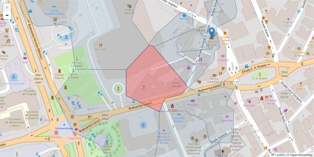 Hartă a codului poștal  și a codurilor poștale învecinate